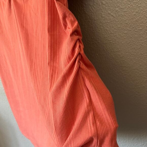 Isabel Maternity Coral Ribbed V Neck Ruched Womens Pregnancy T-Shirt Large - Picture 5 of 7